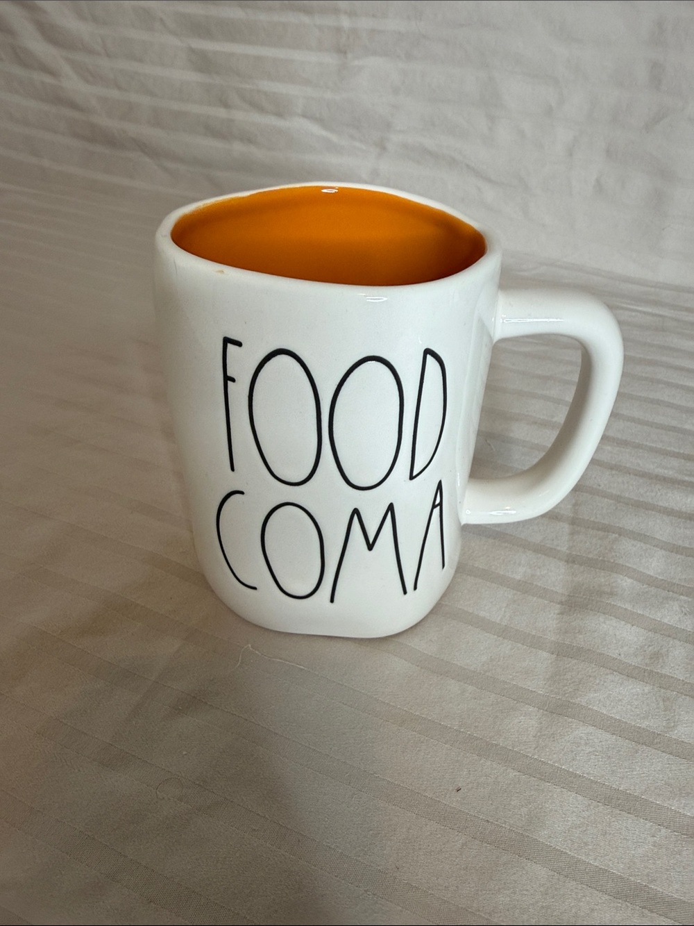 Rae Dunn White Mug with Orange Interior - FOOD COMA